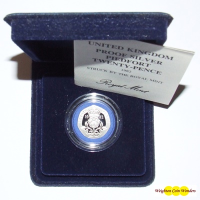 1982 UK Silver Proof PIEDFORT Twenty-Pence